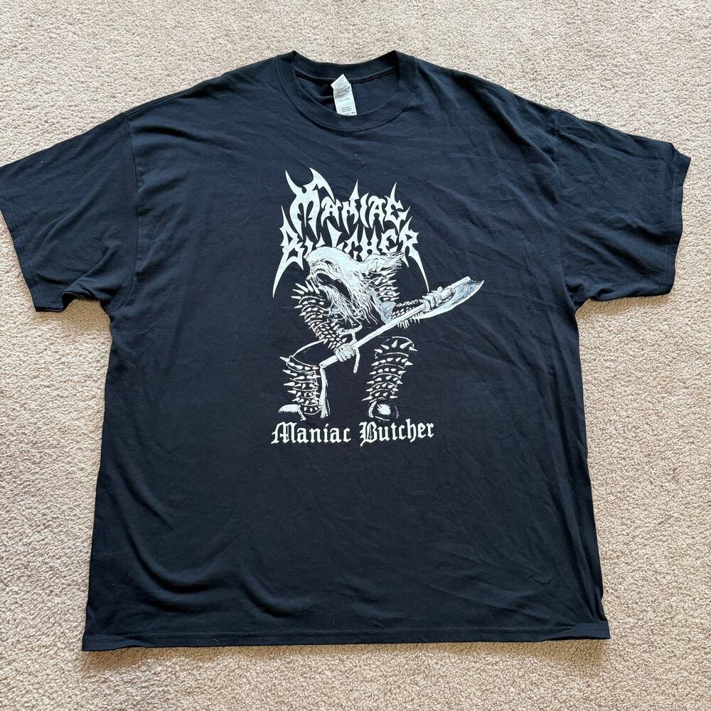 Maniac Butcher Black Gildan Heavy T Shirt Metal EUC 2XL